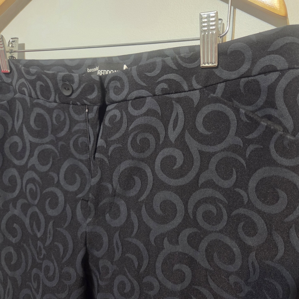 Brenda Beddome Size 14 NEW Patterned Straight Leg Black Ladies Dress Pants